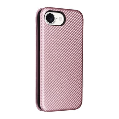 SKALO iPhone 16e Carbon Fiber Plånboksfodral - Roséguld