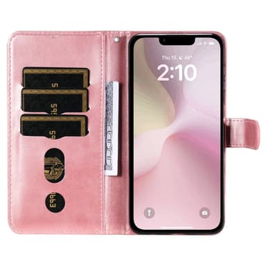 SKALO iPhone 16e Klassisk Dragkedja Plånboksfodral - Rosa
