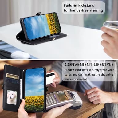 SKALO iPhone 16e PU-Läder Envelope Plånboksfodral - Svart