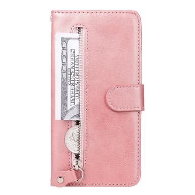 SKALO iPhone 16e Klassisk Dragkedja Plånboksfodral - Rosa