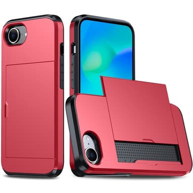 SKALO iPhone 16e Armor Korthållare Skal - Röd