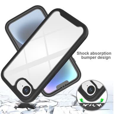 SKALO iPhone 16e Shockproof Clear Hybrid+Skärmskydd Skal - Svart