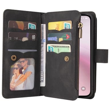 SKALO iPhone 16e KT-2 Big Wallet 17-FACK Plånboksfodral - Svart
