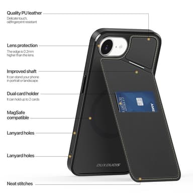 DUX DUCIS iPhone 16e Rafi II Series Skal med Korthållare - Svart