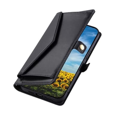 SKALO iPhone 16e PU-Läder Envelope Plånboksfodral - Svart