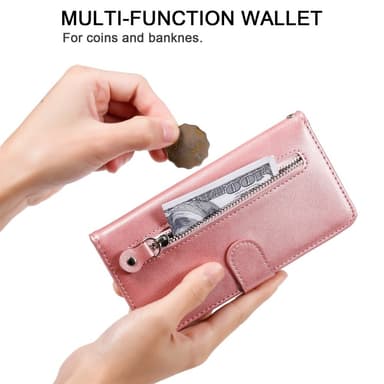 SKALO iPhone 16e Klassisk Dragkedja Plånboksfodral - Rosa
