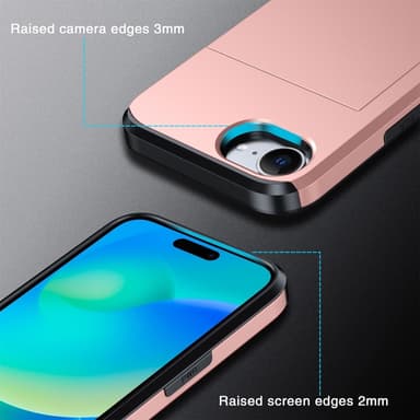 SKALO iPhone 16e Armor Korthållare Skal - Blå