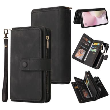 SKALO iPhone 16e KT-2 Big Wallet 17-FACK Plånboksfodral - Svart