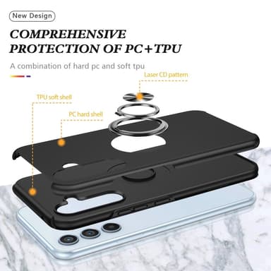 Samsung Galaxy S24 / S25 Hybrid skal med Finger Ring - Svart