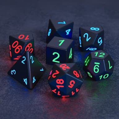 7st/set LED lysande tärningsset Polyhedron Spel Party tärningar