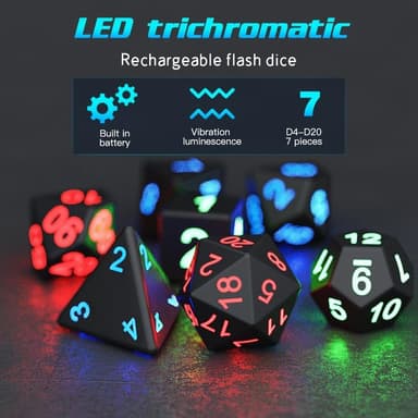 7st/set LED lysande tärningsset Polyhedron Spel Party tärningar