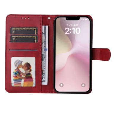 SKALO iPhone 16e PU-läder Plånboksfodral - Röd