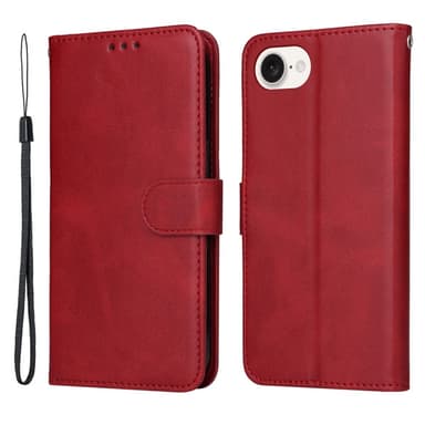 SKALO iPhone 16e PU-läder Plånboksfodral - Röd