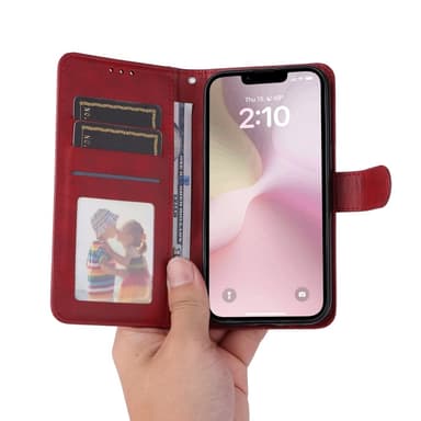 SKALO iPhone 16e PU-läder Plånboksfodral - Röd