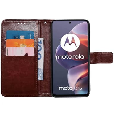 Plånboksfodral 3-kort Motorola Moto E15 - Brun
