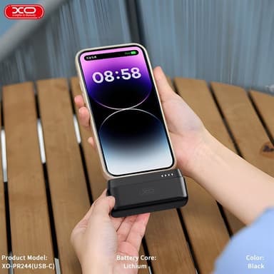 XO Mini Powerbank 20W 5000 mAh med USB-C-kontakt - Svart