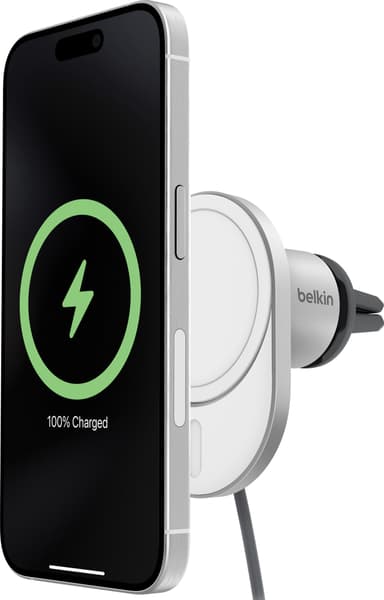 Belkin BoostCharge Pro Qi2 15W magnetisk billaddare (vit)