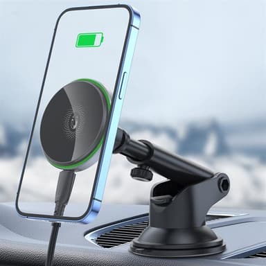 XO Magnetisk bilhållare med trådlös laddare 15W och sugpropp