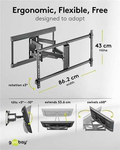 TV-väggfäste Pro FULLMOTION (XL), svart