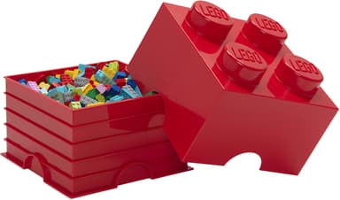 Play LEGO förvaringsbox (4 knoppar, ljusröd)