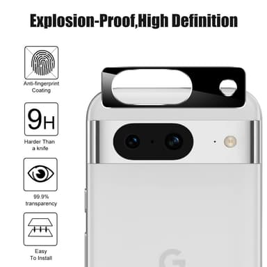 För Google Pixel 8a kamera linsskydd härdat glas linsfilm