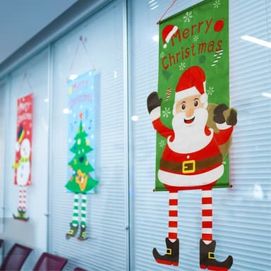 Merry Christmas Flagga Xmas Hängande Banner Dörr Dekor - Santa