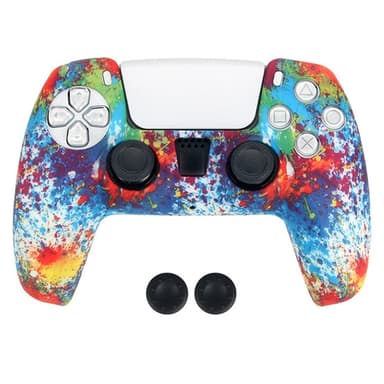 DATA FROG För Sony Playstation 5 Silikonskydd Spelkontrollskydd med 2 Rocker Caps