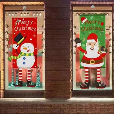 Merry Christmas Flagga Xmas Hängande Banner Dörr Dekor - Santa