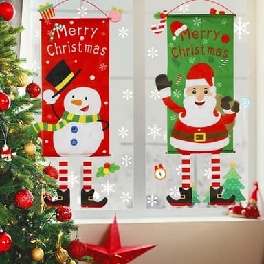 Merry Christmas Flagga Xmas Hängande Banner Dörr Dekor - Santa