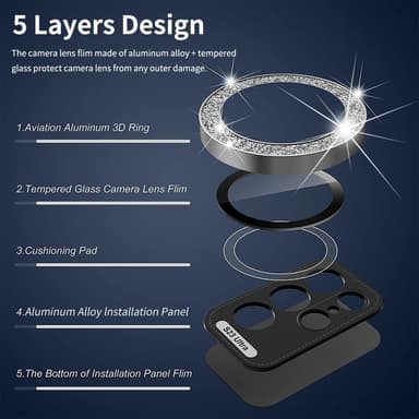 ENKAY Kamera Lins Skydd till Samsung Galaxy S24 Ultra Härdat glas Glitter
