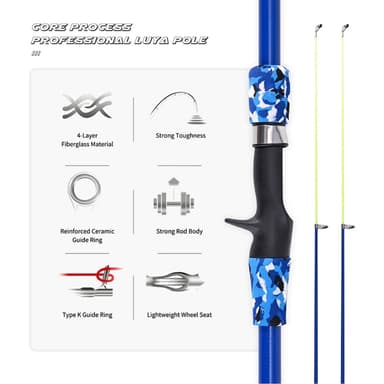 LEO 165 cm infällbar fiskestång i glasfiber spinnande fiskespö