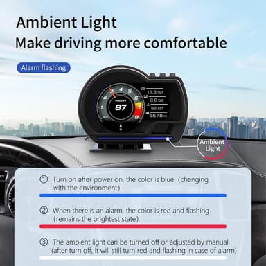 Hastighetsmätare HUD OBD2 GPS Display överhastighet varvtalslarm