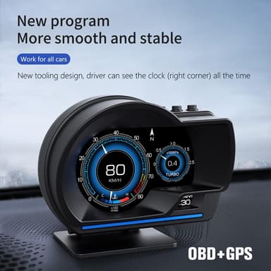 Hastighetsmätare HUD OBD2 GPS Display överhastighet varvtalslarm