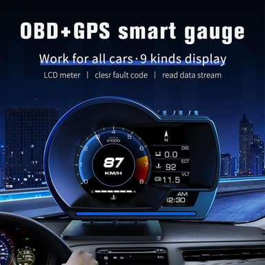 Hastighetsmätare HUD OBD2 GPS Display överhastighet varvtalslarm