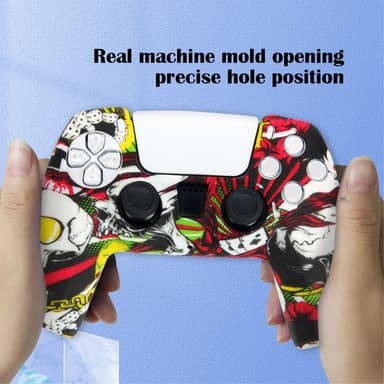 DATA FROG För Sony Playstation 5 Silikonskydd Spelkontrollskydd med 2 Rocker Caps