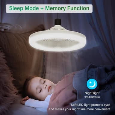 TakFläkt E27 Roterbar mini Fläkt Lampa med fjärrkontroll
