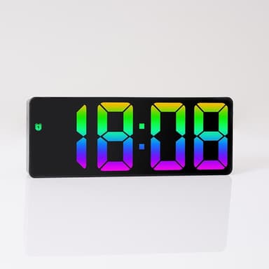LED-klocka Elektronisk digital väckarklocka Färgglad 12/24H Vit
