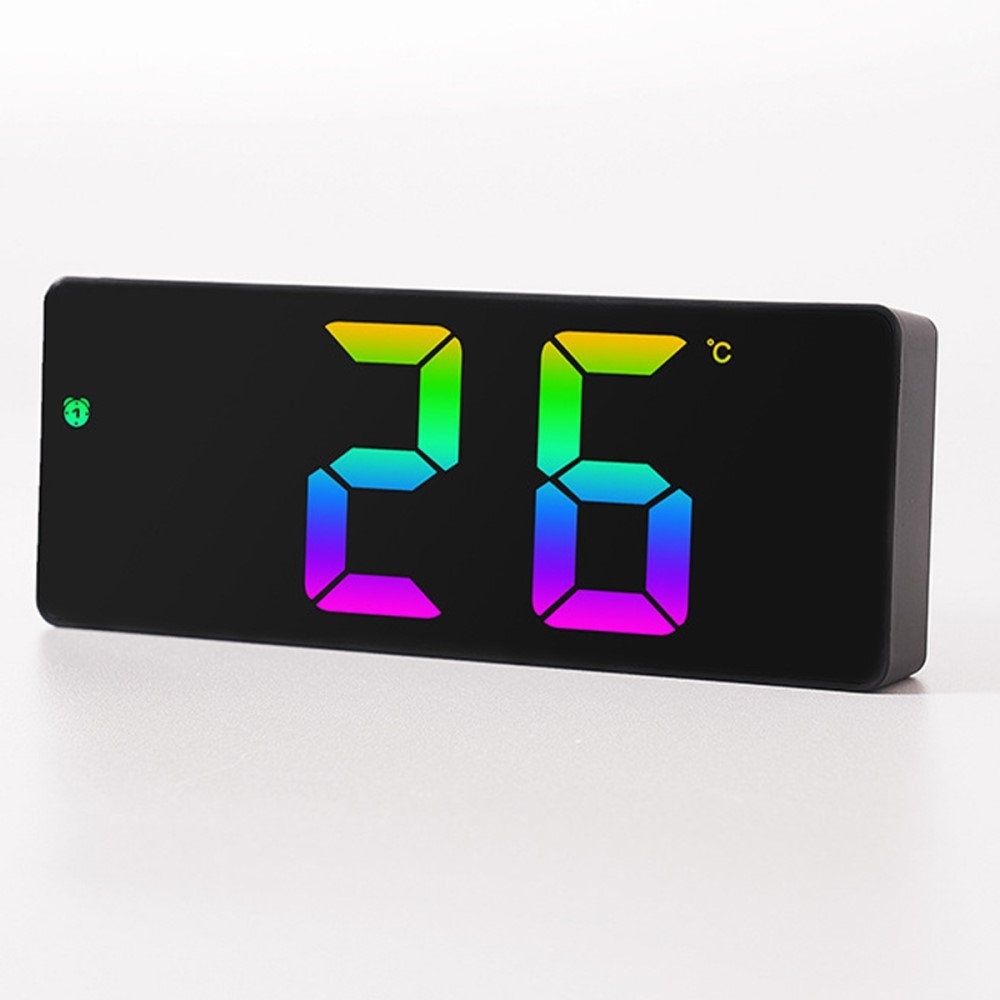 LED-klocka Elektronisk digital väckarklocka Färgglad 12/24H Vit