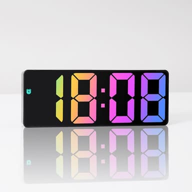LED-klocka Elektronisk digital väckarklocka Färgglad 12/24H Vit