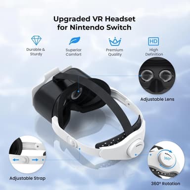 DEVASO kompatibel med Nintendo Switch VR-headset med justerbar huvudrem