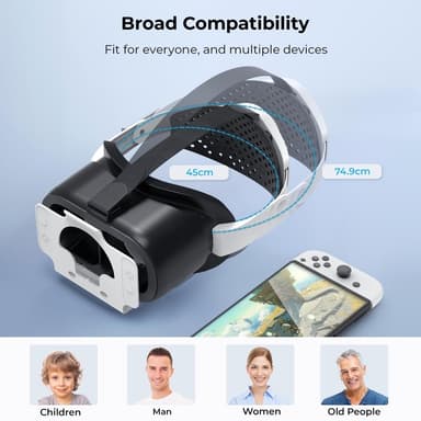 DEVASO kompatibel med Nintendo Switch VR-headset med justerbar huvudrem