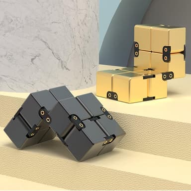 Fidget Toy Stress Avslappning Infinite Cube Flip Kub Svart