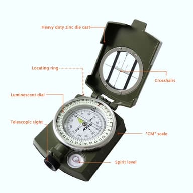 Kompass AOFAR Metall Utomhus Vandring Camping Fluorescerande
