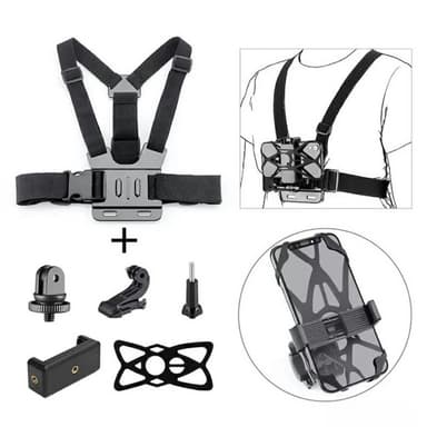 6-i-1 tillbehör för GoPro Hero med bröstrem mobilklämma etc
