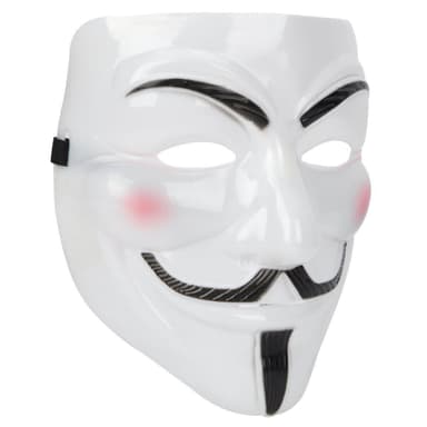 Anonymous face mask Guy Fawkes - Vit-Röd