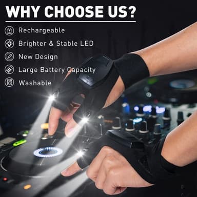 1 Par LED-ficklampa Vante Reparation Uppladdningsbar handske