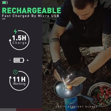 1 Par LED-ficklampa Vante Reparation Uppladdningsbar handske
