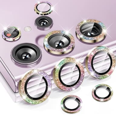 ENKAY Kamera Lins Skydd till Samsung Galaxy S24 Ultra Härdat glas Glitter