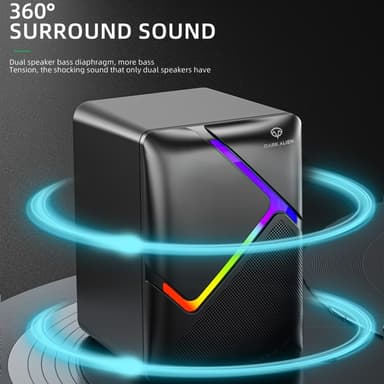 DARK ALIEN USB Stationära Högtalare Dator Laptop Subwoofer RGB