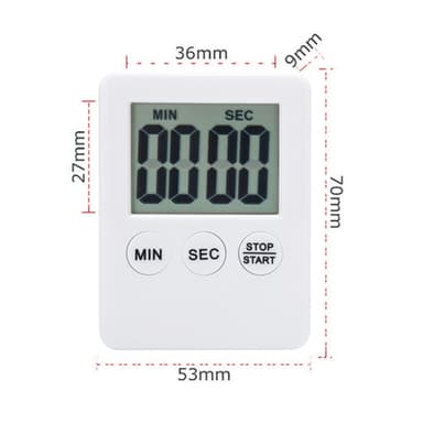 Tunn kökstimer Timer Stor Skärm Digital magnetisk nedräkning - Vit